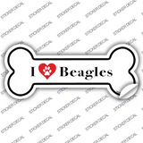 I Love Beagles Novelty Bone Sticker Decal Small