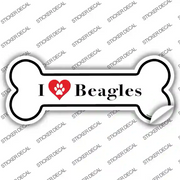 I Love Beagles Novelty Bone Sticker Decal Large