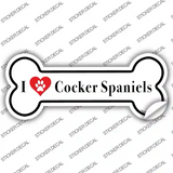 I Love Cocker Spaniels Novelty Bone Sticker Decal Small