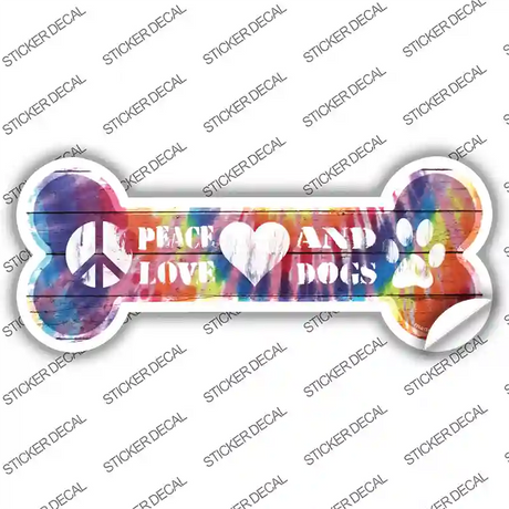 Peace Love and Dogs Novelty Bone Sticker Decal Small