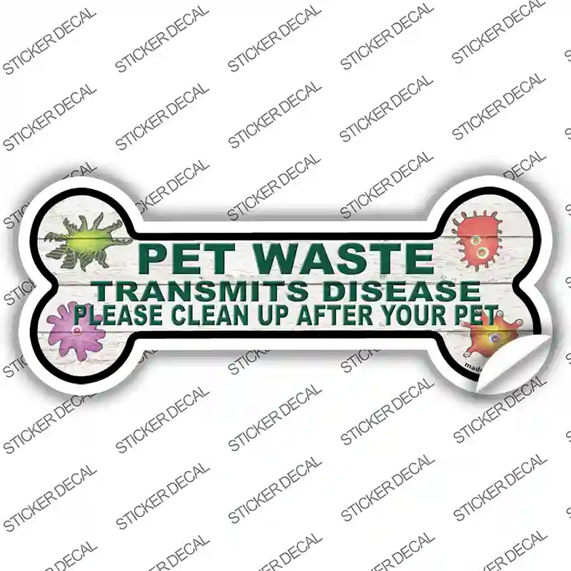 Pet Waste Novelty Bone Sticker Decal Large