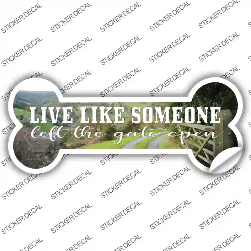 Left Gate Open Novelty Bone Sticker Decal Large