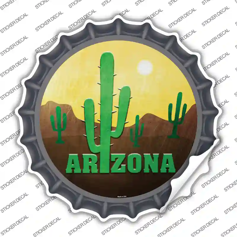 Arizona with Saguaro Novelty Bottle Cap Sticker Decal