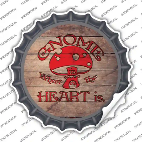 Gnome Where Home Is Red Novelty Bottle Cap Sticker Decal