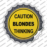 Caution Blondes Thinking Novelty Bottle Cap Sticker Decal