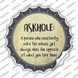 Askhole Definition Novelty Bottle Cap Sticker Decal