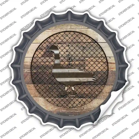 Duck on Wood Novelty Bottle Cap Sticker Decal