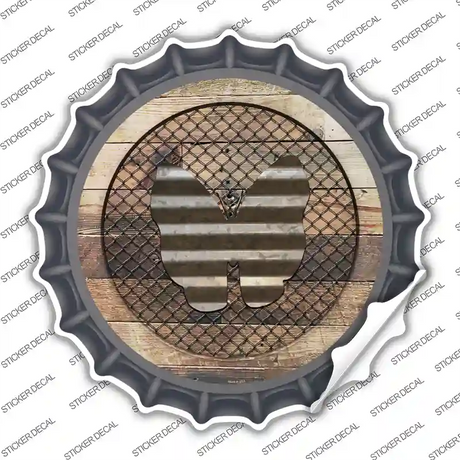 Butterfly on Wood Novelty Bottle Cap Sticker Decal