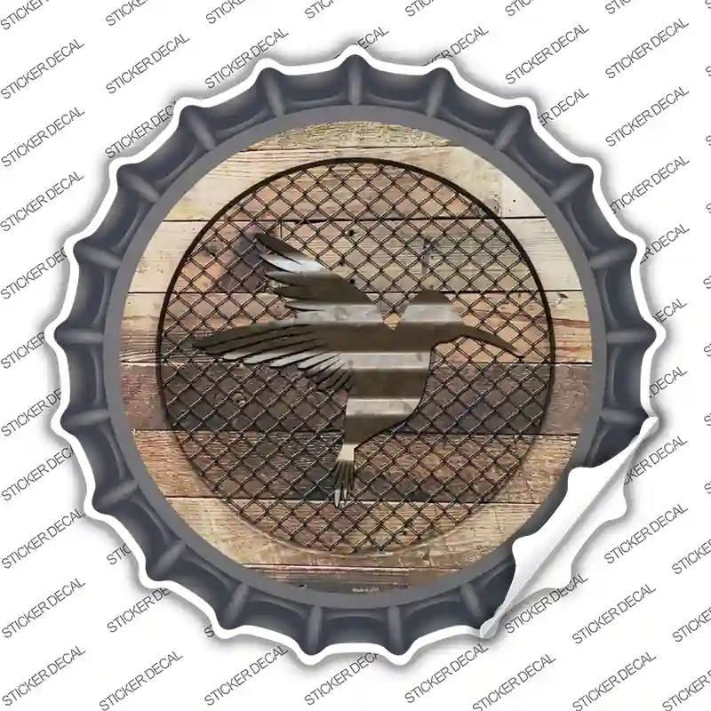 Hummingbird on Wood Novelty Bottle Cap Sticker Decal