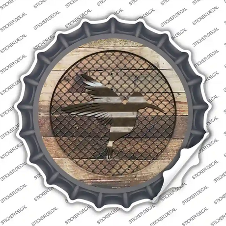 Hummingbird on Wood Novelty Bottle Cap Sticker Decal