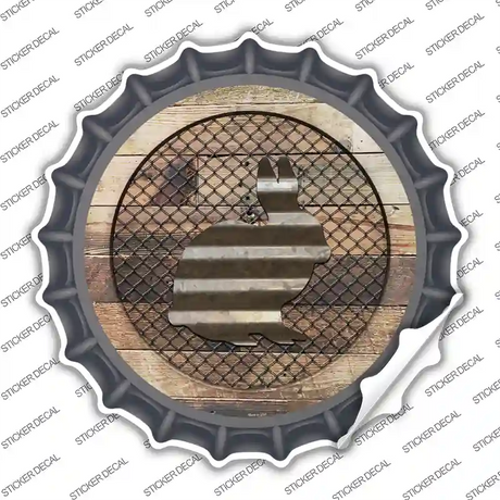 Rabbit on Wood Novelty Bottle Cap Sticker Decal