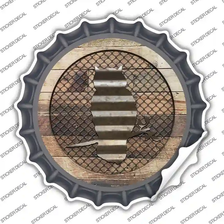 Owl on Wood Novelty Bottle Cap Sticker Decal
