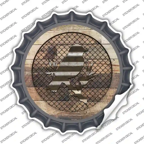 Bird on Wood Novelty Bottle Cap Sticker Decal