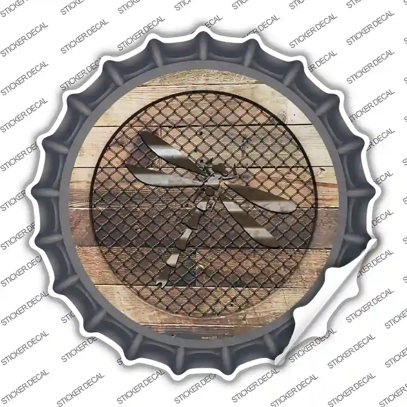 Dragonfly on Wood Novelty Bottle Cap Sticker Decal
