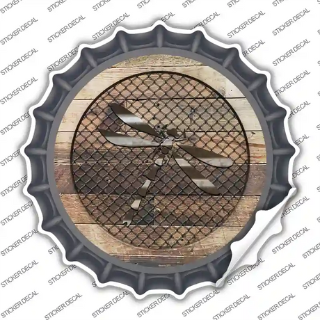 Dragonfly on Wood Novelty Bottle Cap Sticker Decal