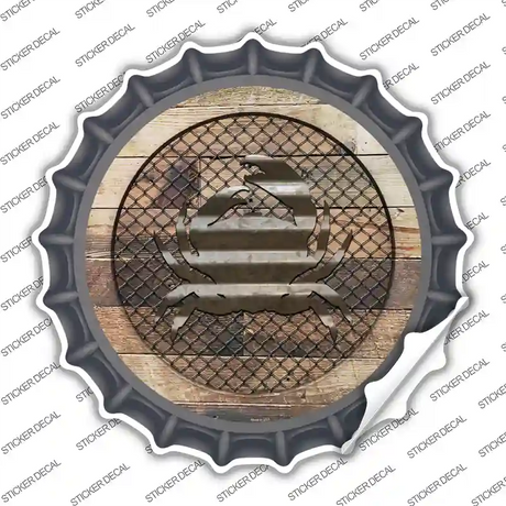 Crab on Wood Novelty Bottle Cap Sticker Decal