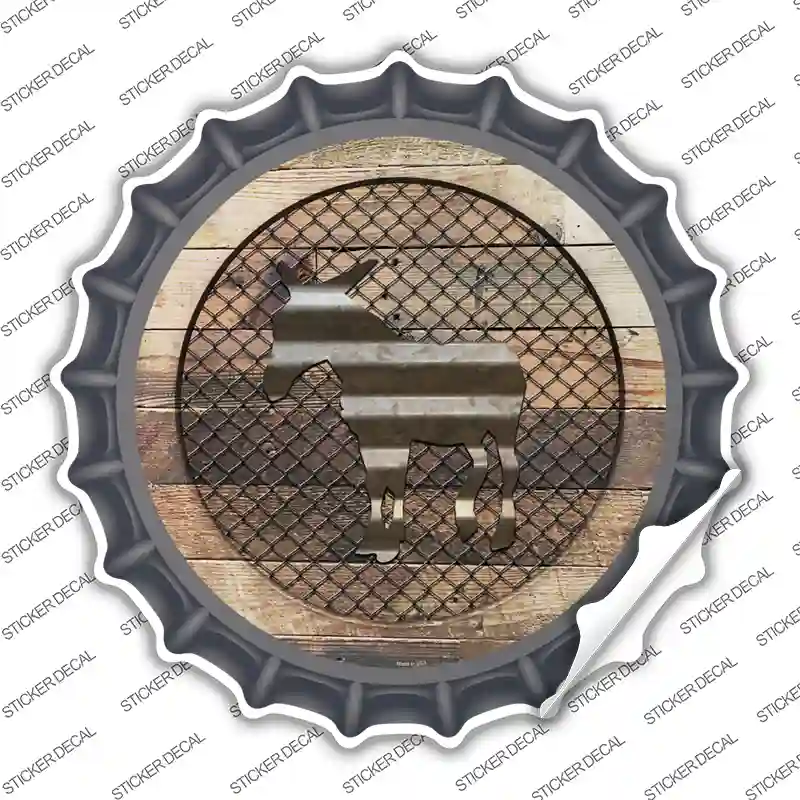 Donkey on Wood Novelty Bottle Cap Sticker Decal