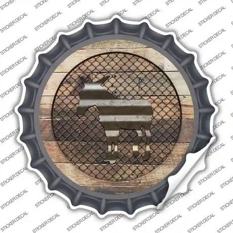 Donkey on Wood Novelty Bottle Cap Sticker Decal