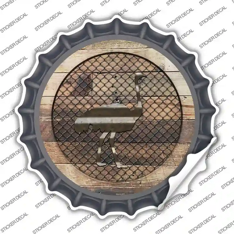 Ostrich on Wood Novelty Bottle Cap Sticker Decal