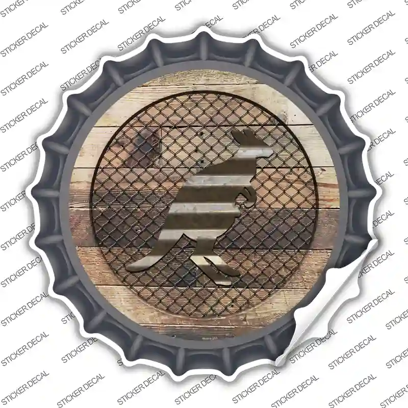 Kangaroo on Wood Novelty Bottle Cap Sticker Decal