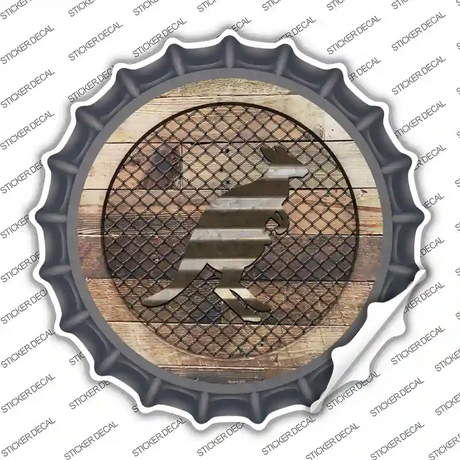 Kangaroo on Wood Novelty Bottle Cap Sticker Decal