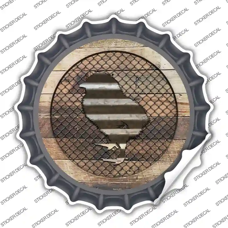 Chick on Wood Novelty Bottle Cap Sticker Decal