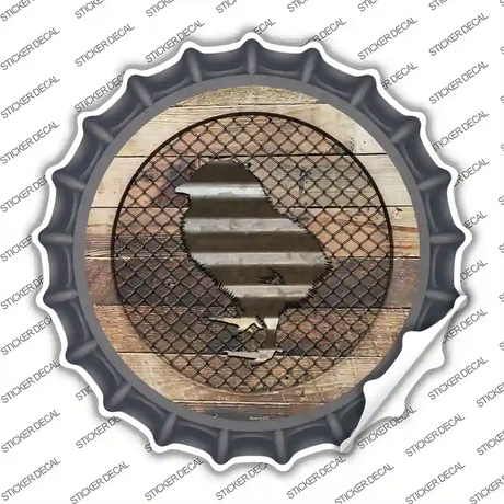 Chick on Wood Novelty Bottle Cap Sticker Decal