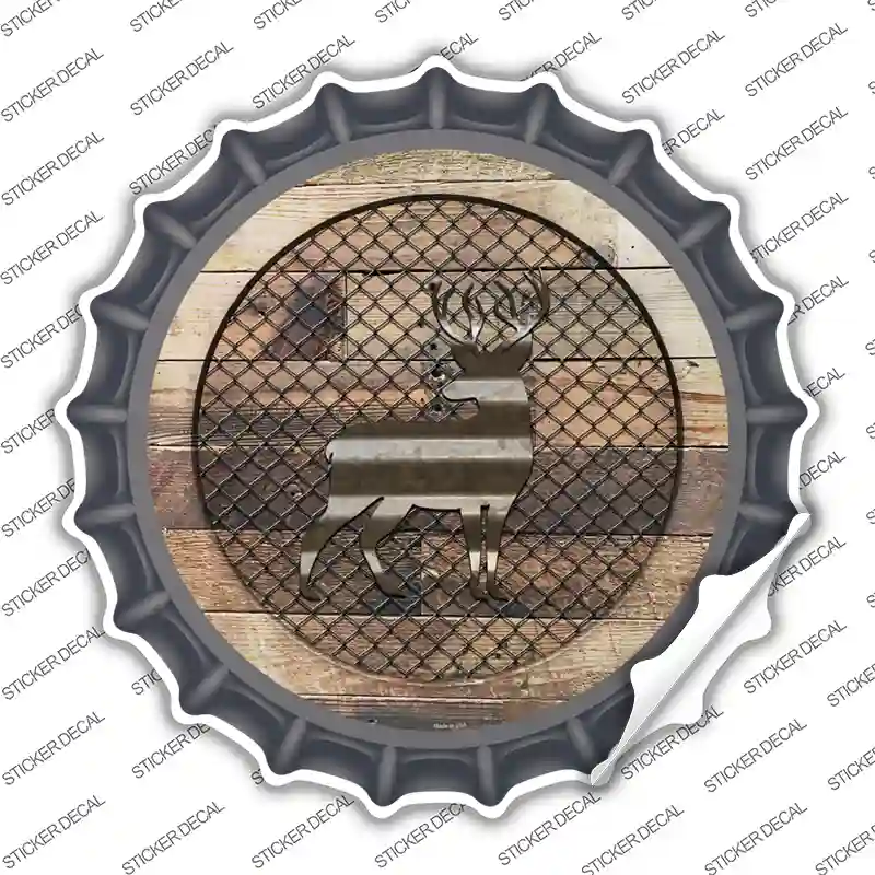 Deer on Wood Novelty Bottle Cap Sticker Decal
