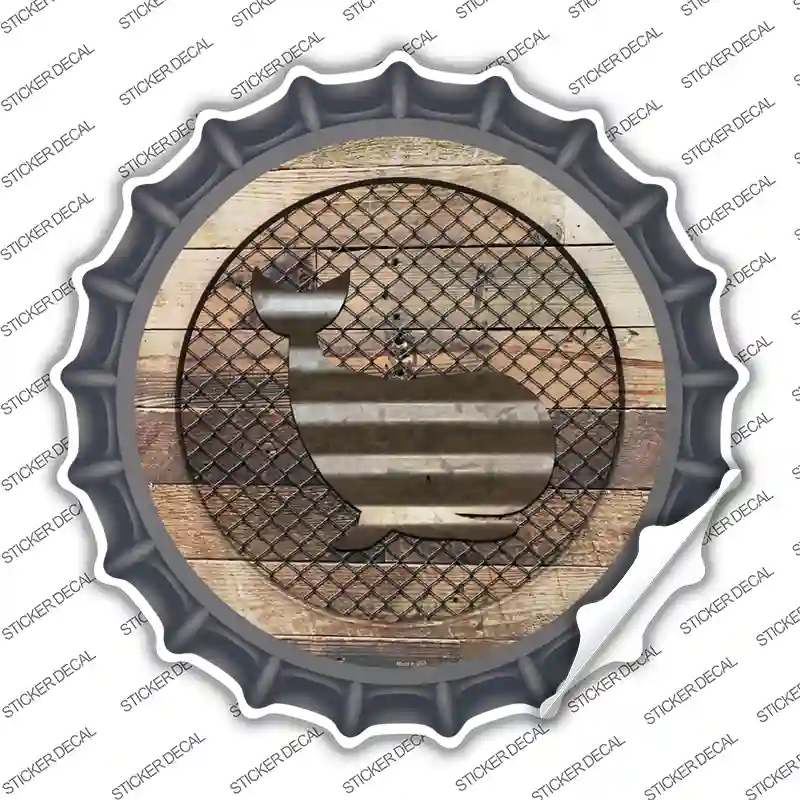 Whale on Wood Novelty Bottle Cap Sticker Decal