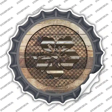 Hawaiian Flowers on Wood Novelty Bottle Cap Sticker Decal