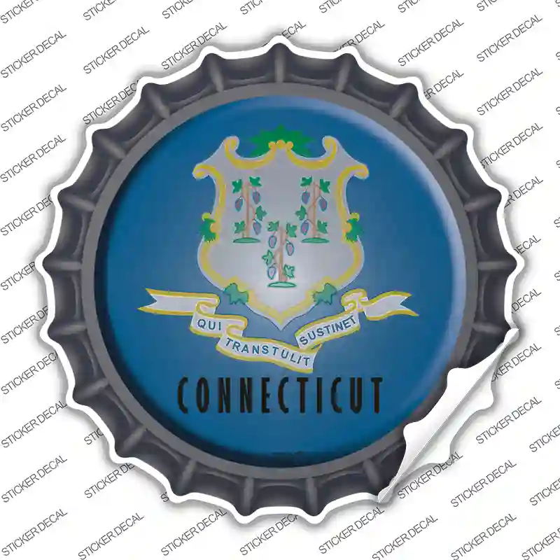 Connecticut State Flag Novelty Bottle Cap Sticker Decal