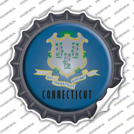 Connecticut State Flag Novelty Bottle Cap Sticker Decal