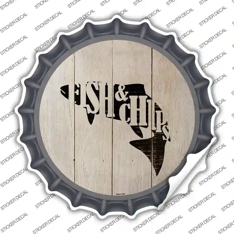 Fishes Make Fish and Chips Novelty Bottle Cap Sticker Decal