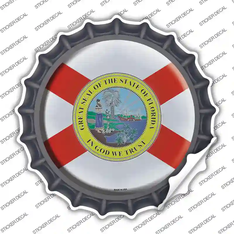 Florida State Flag Novelty Bottle Cap Sticker Decal