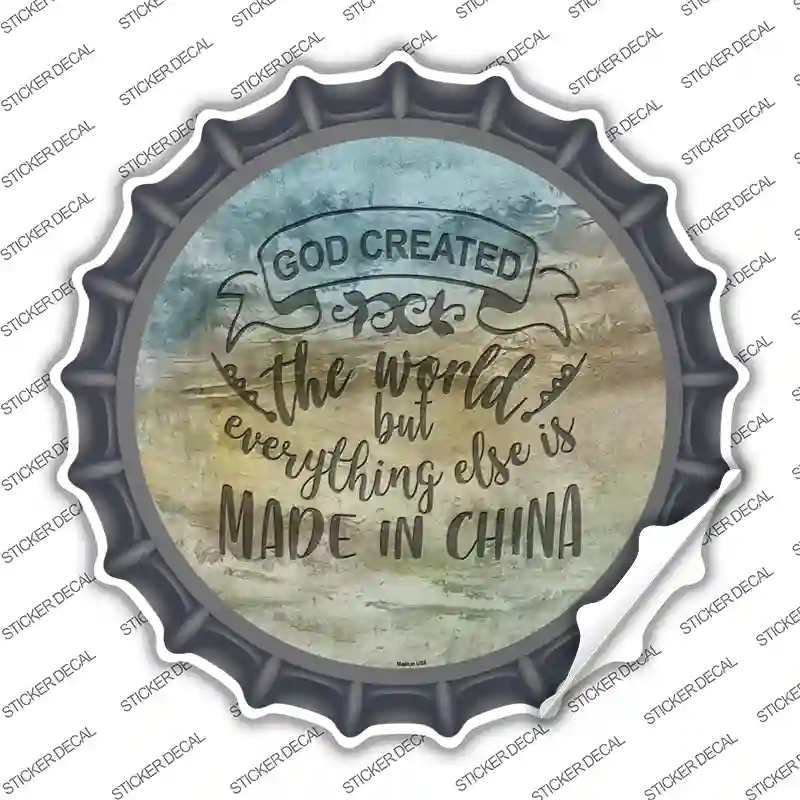 God Created the World Novelty Bottle Cap Sticker Decal