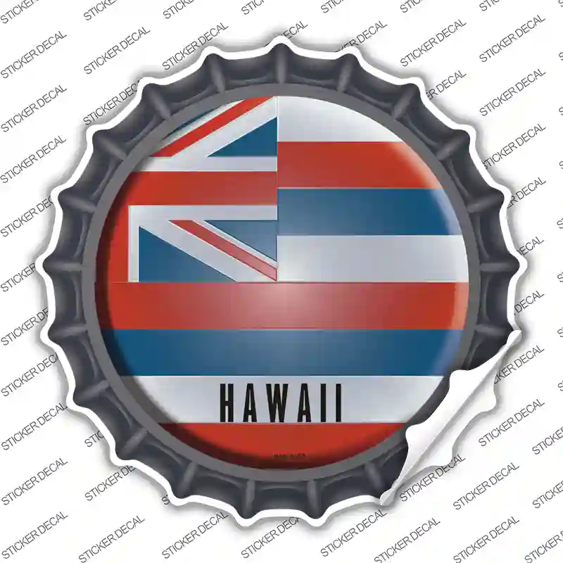Hawaii State Flag Novelty Bottle Cap Sticker Decal
