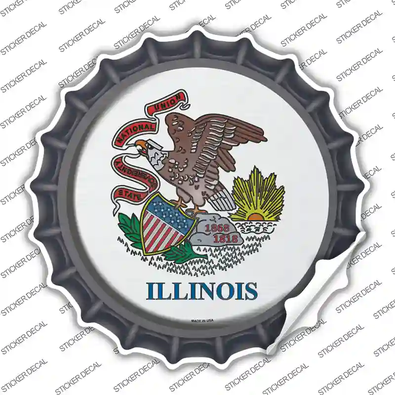 Illinois State Flag Novelty Bottle Cap Sticker Decal