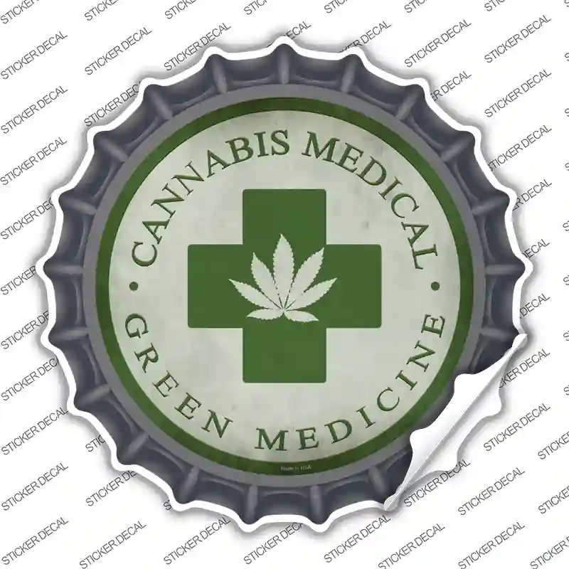 Cannabis Medicine Novelty Bottle Cap Sticker Decal