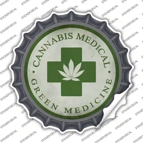 Cannabis Medicine Novelty Bottle Cap Sticker Decal
