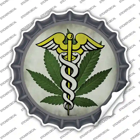 Cannabis Caduceus Novelty Bottle Cap Sticker Decal