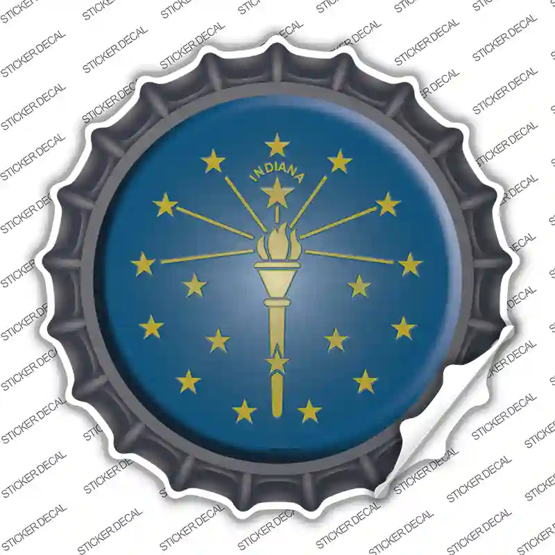 Indiana State Flag Novelty Bottle Cap Sticker Decal