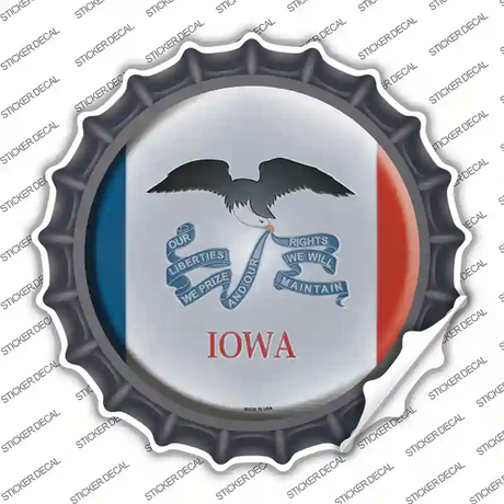 Iowa State Flag Novelty Bottle Cap Sticker Decal