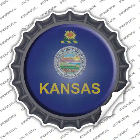 Kansas State Flag Novelty Bottle Cap Sticker Decal