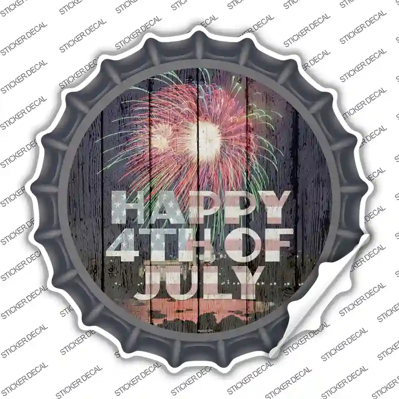 Happy 4th of July Firework Novelty Bottle Cap Sticker Decal