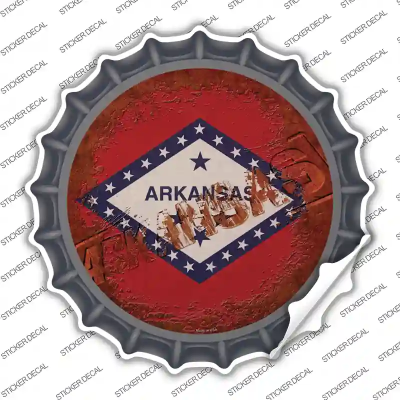 Arkansas Rusty Stamped Novelty Bottle Cap Sticker Decal