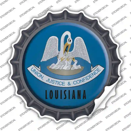 Louisiana State Flag Novelty Bottle Cap Sticker Decal