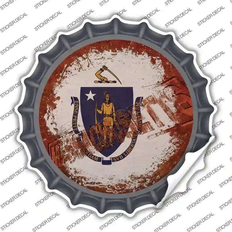 Massachusetts Rusty Stamped Novelty Bottle Cap Sticker Decal