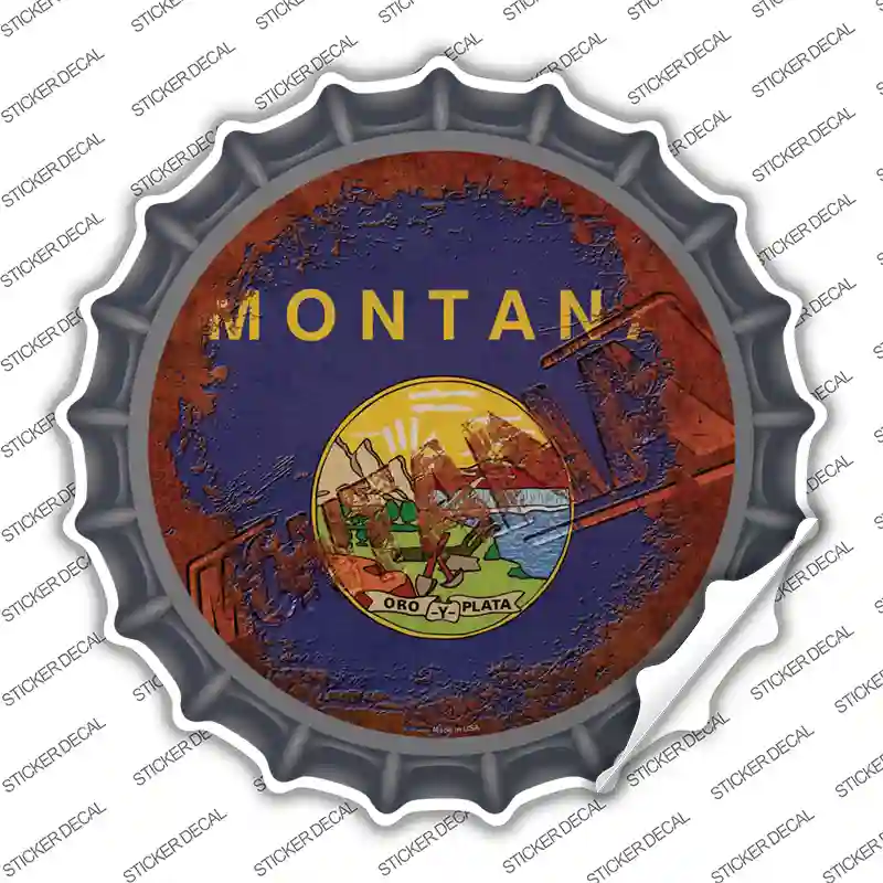 Montana Rusty Stamped Novelty Bottle Cap Sticker Decal
