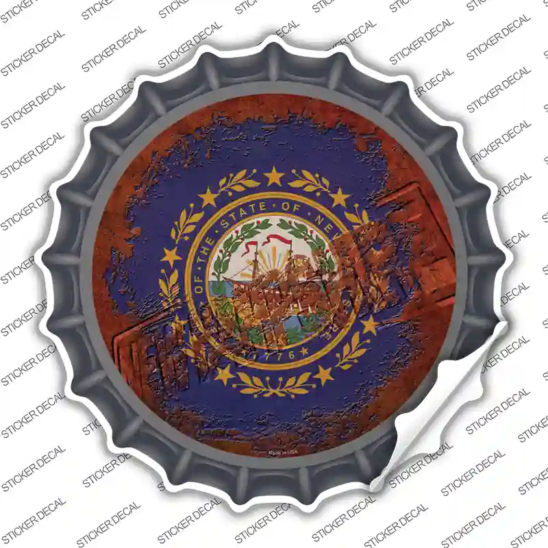New Hampshire Rusty Stamped Novelty Bottle Cap Sticker Decal