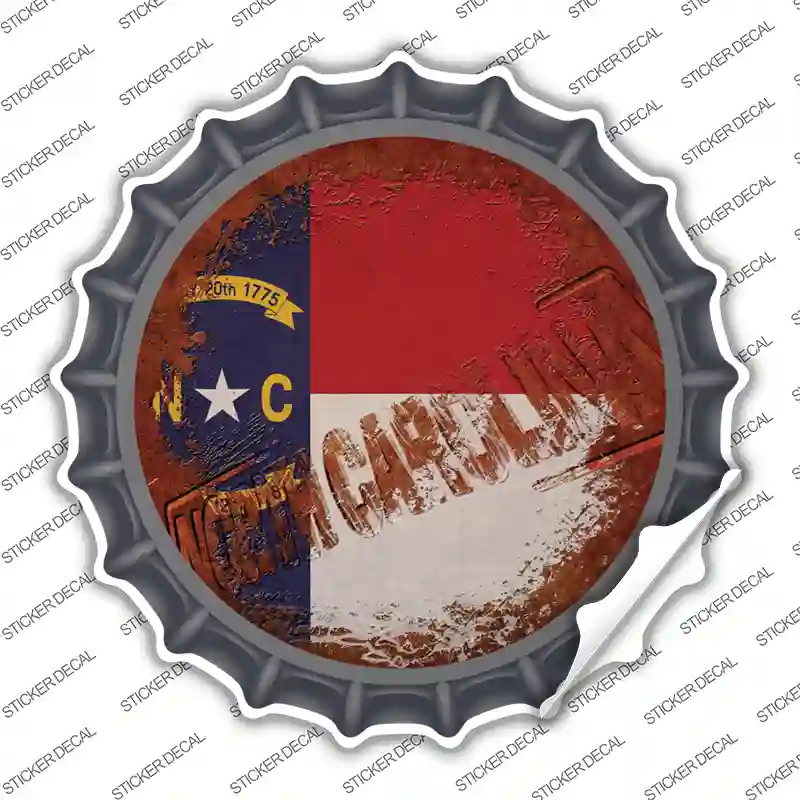 North Carolina Rusty Stamped Novelty Bottle Cap Sticker Decal
